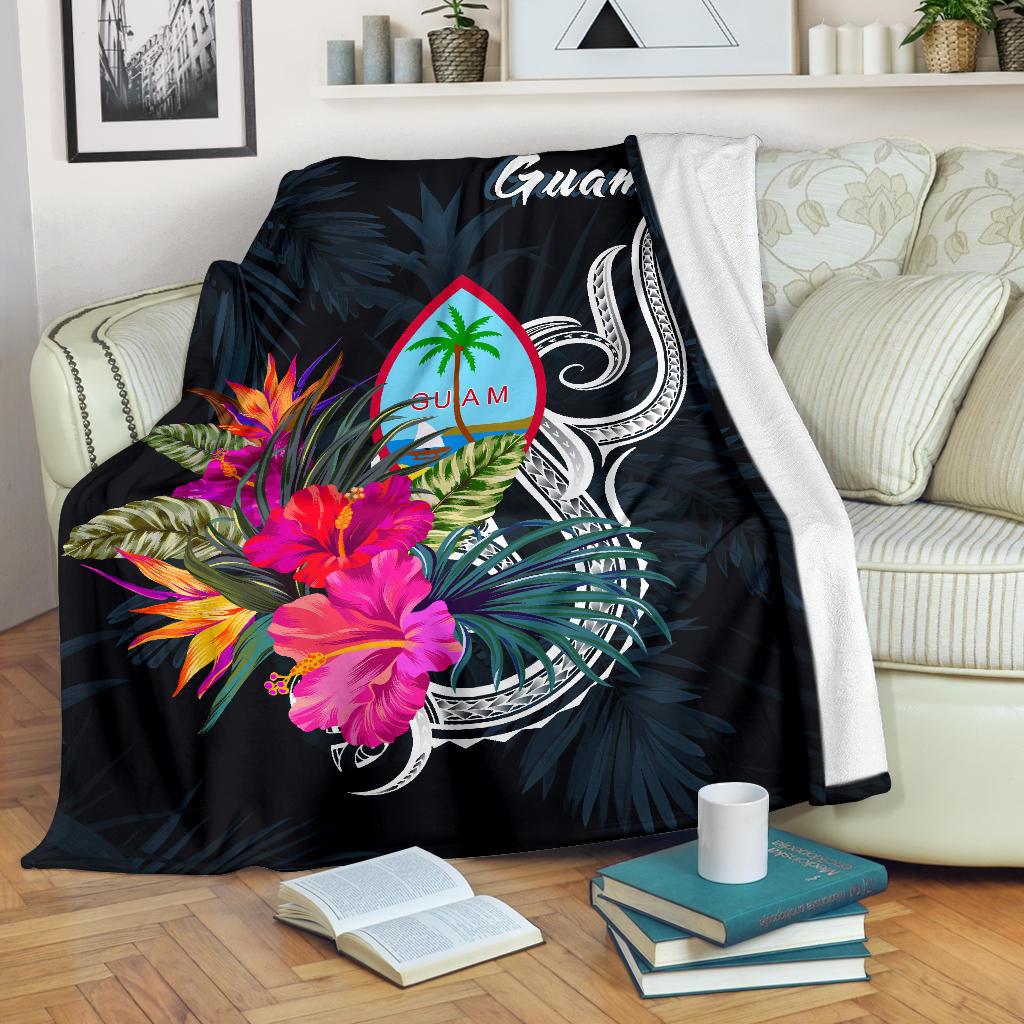 Guam Polynesian Premium Blanket - Tropical Flower White - Polynesian Pride