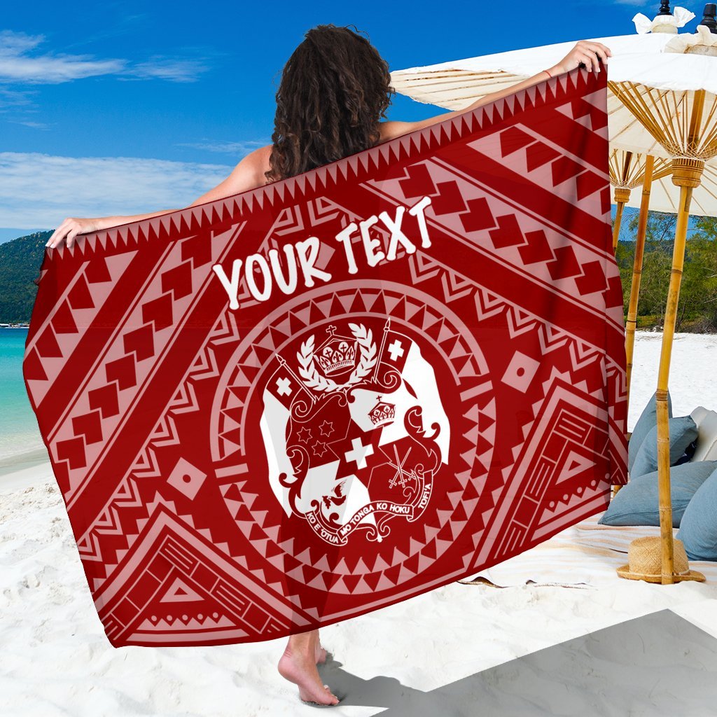 Tonga Personalised Sarong - Tonga Seal With Polynesian Tattoo Style (Red) One Style One Size Red - Polynesian Pride