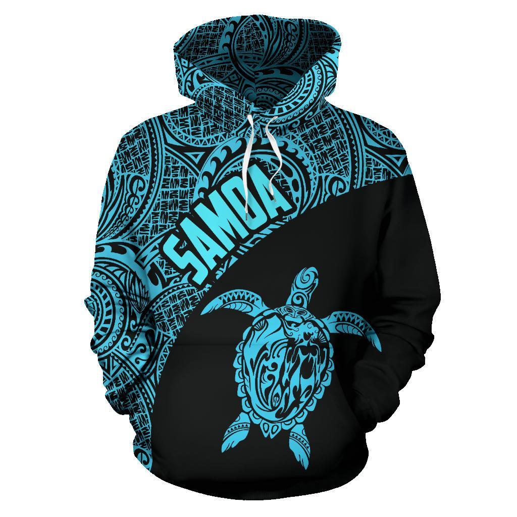 Samoa Hoodie Samoa Turtle Mermaid Polynesian Tattoo Blue - Polynesian Pride
