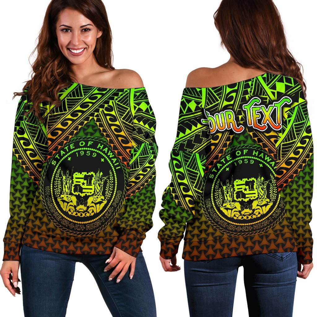 Polynesian Hawaii Personalised Off Shoulder Sweater - Reggae Vintage Polynesian Patterns Art - Polynesian Pride