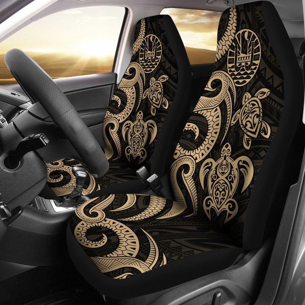 Tahiti Polynesian Car Seat Covers - Gold Tentacle Turtle Universal Fit Gold - Polynesian Pride