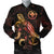 Hawaii Polynesian Men's Bomber Jacket - Turtle With Blooming Hibiscus Gold Gold - Polynesian Pride