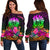 Tahiti Personalised Women's Off Shoulder Sweater - Summer Hibiscus Art - Polynesian Pride