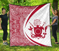 Cook Islands Coat Of Arms Polynesian Premium Quilt - Circle Style - 07 - Polynesian Pride