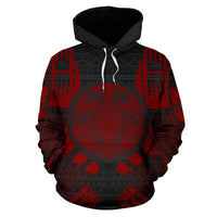 Turtle All Over Hoodie Red Tattoo Style - Polynesian Pride