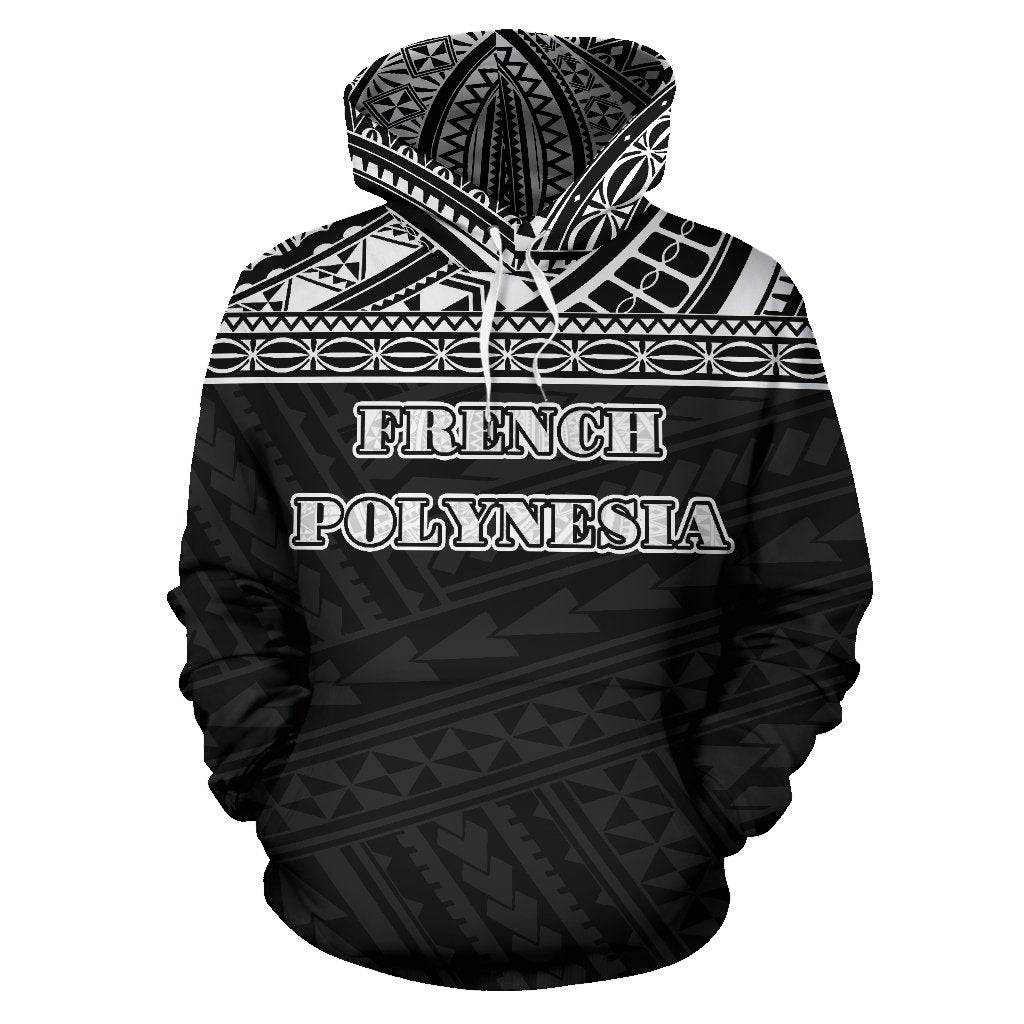 French Polynesia All Over Hoodie Polynesian Black Version - Polynesian Pride