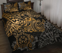 Guam Polynesian Quilt Bed Set - Gold Turtle Flowing Gold - Polynesian Pride