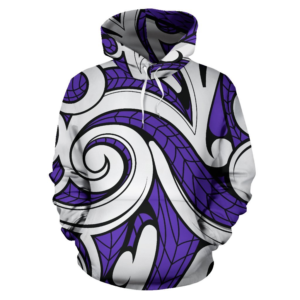 Hawaii Hoodie Polynesian Maori Ethnic Ornament Violet Pullover Unisex Art - Polynesian Pride