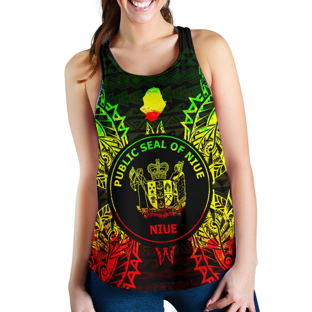 Niue Polynesian Women Tank Top Map Reggae Reggae - Polynesian Pride