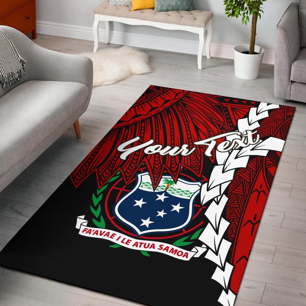 Samoa Polynesian Custom Personalised Are Rug - Tribal Wave Tattoo Flag Color Red - Polynesian Pride