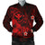 Polynesian Hawaii Kanaka Maoli Men's Bomber Jacket - Humpback Whale with Hibiscus (Red) Red - Polynesian Pride