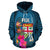 Fiji All Over Hoodie Coat of Arms Polynesian With Hibiscus and Waves Unisex Blue - Polynesian Pride