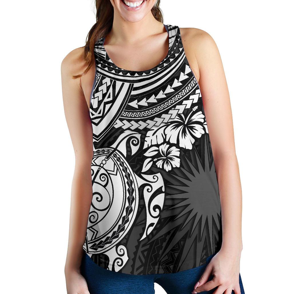 Marshall Islands Polynesian Racerback Tank (Women) - White Turtle White - Polynesian Pride