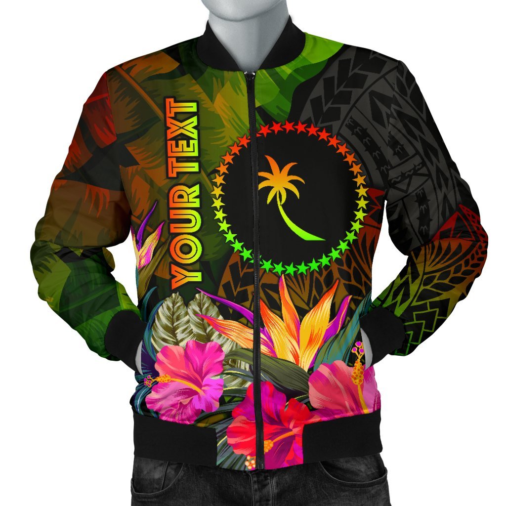 Chuuk Polynesian Personalised Men's Bomber Jacket - Hibiscus and Banana Leaves Reggae - Polynesian Pride