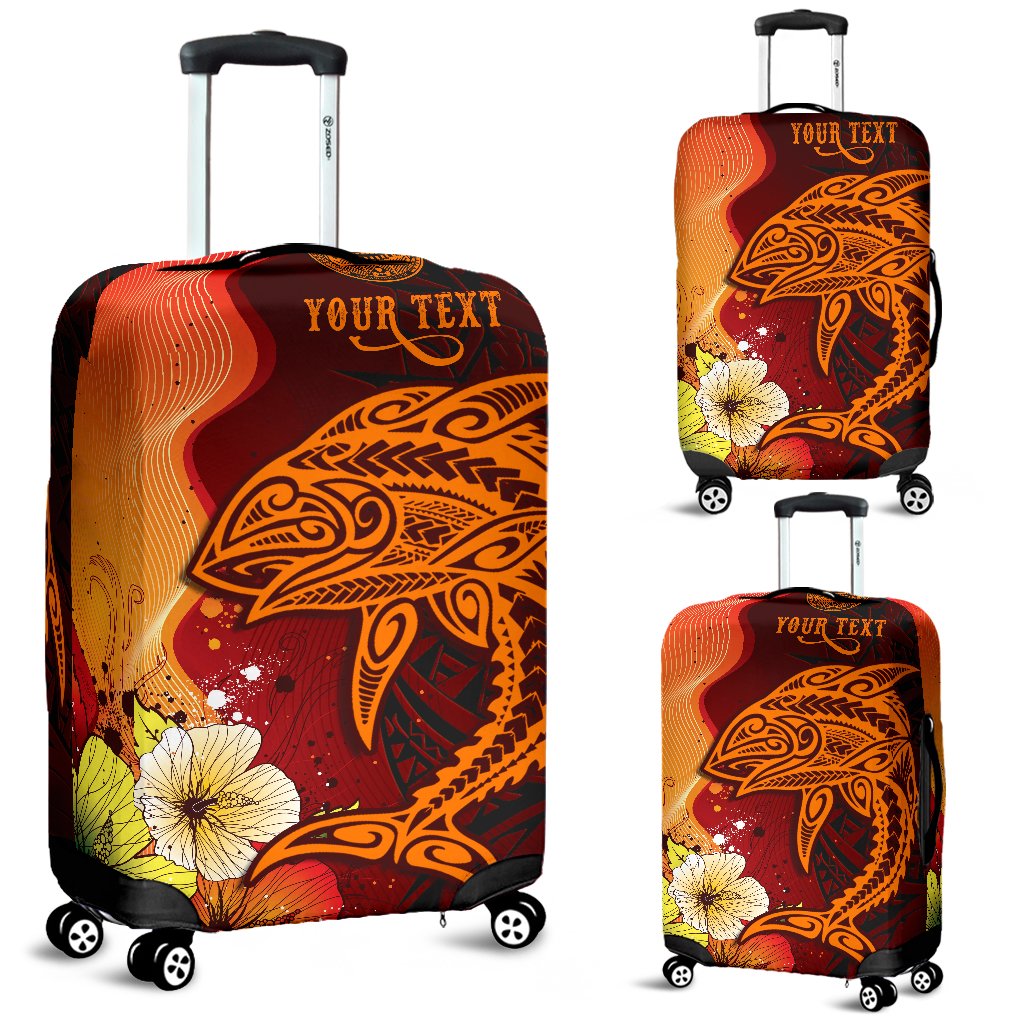 American Samoa Custom Personalised Luggage Covers - Tribal Tuna Fish Orange - Polynesian Pride
