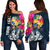 Tonga Custom Personalised Women's Off Shoulder Sweater - Summer Vibes Blue - Polynesian Pride