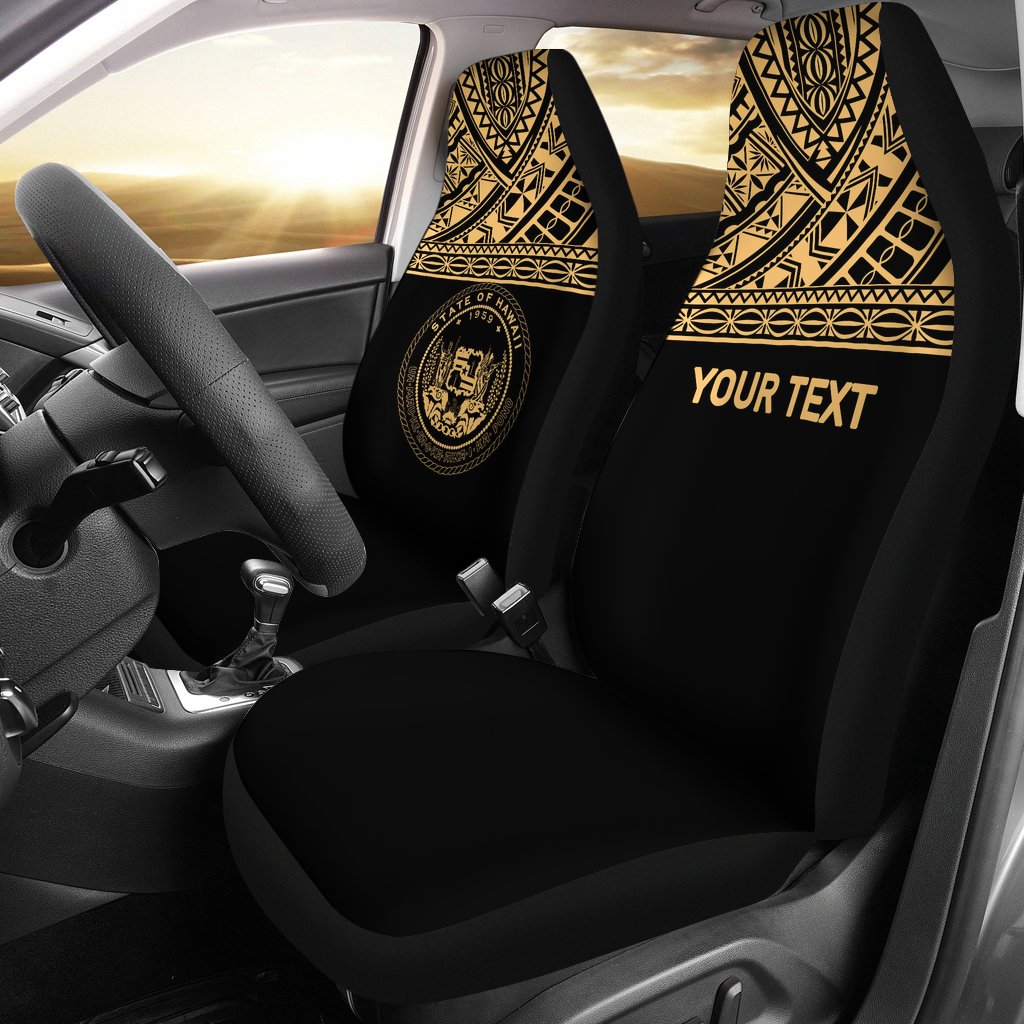 Hawaii Custom Personalised Car Seat Covers - Hawaii Seal Polynesian Gold Horizontal Universal Fit Gold - Polynesian Pride