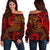 Guam Polynesian Women's Off Shoulder Sweater - Red Shark Polynesian Tattoo Red - Polynesian Pride