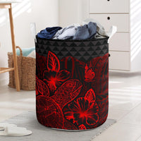 New Caledonia Laundry Basket - Polynesian Turtle Hibiscus Red Laundry Basket One Size Red - Polynesian Pride