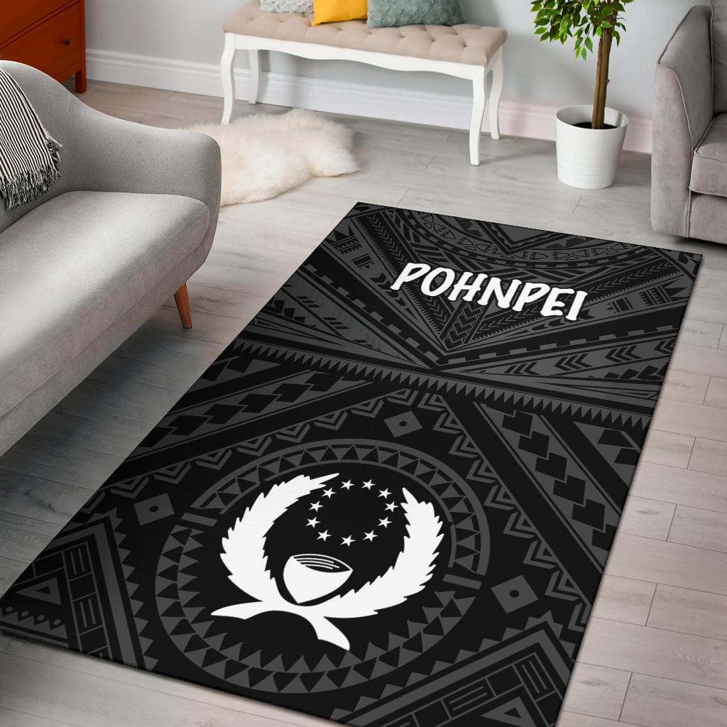 Pohnpei Area Rug - Pohnpei Seal With Polynesian Tattoo Style ( Black) - Polynesian Pride