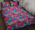 Hawaii Quilt Bed Set Tropical Exotic Leaves And Flowers On Geometrical Ornament. AH Black - Polynesian Pride