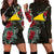 Tokelau Hoodie Dress - Tokelau Flag Hibiscus Black - Polynesian Pride