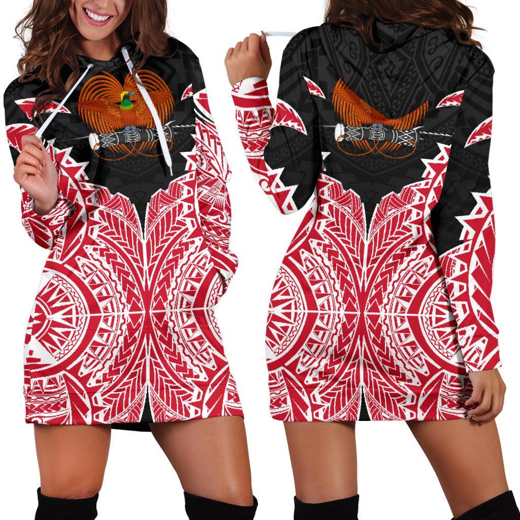 Papua New Guinea Hoodie Dress - Papua New Guinea Coat Of Arms Premium Black - Polynesian Pride