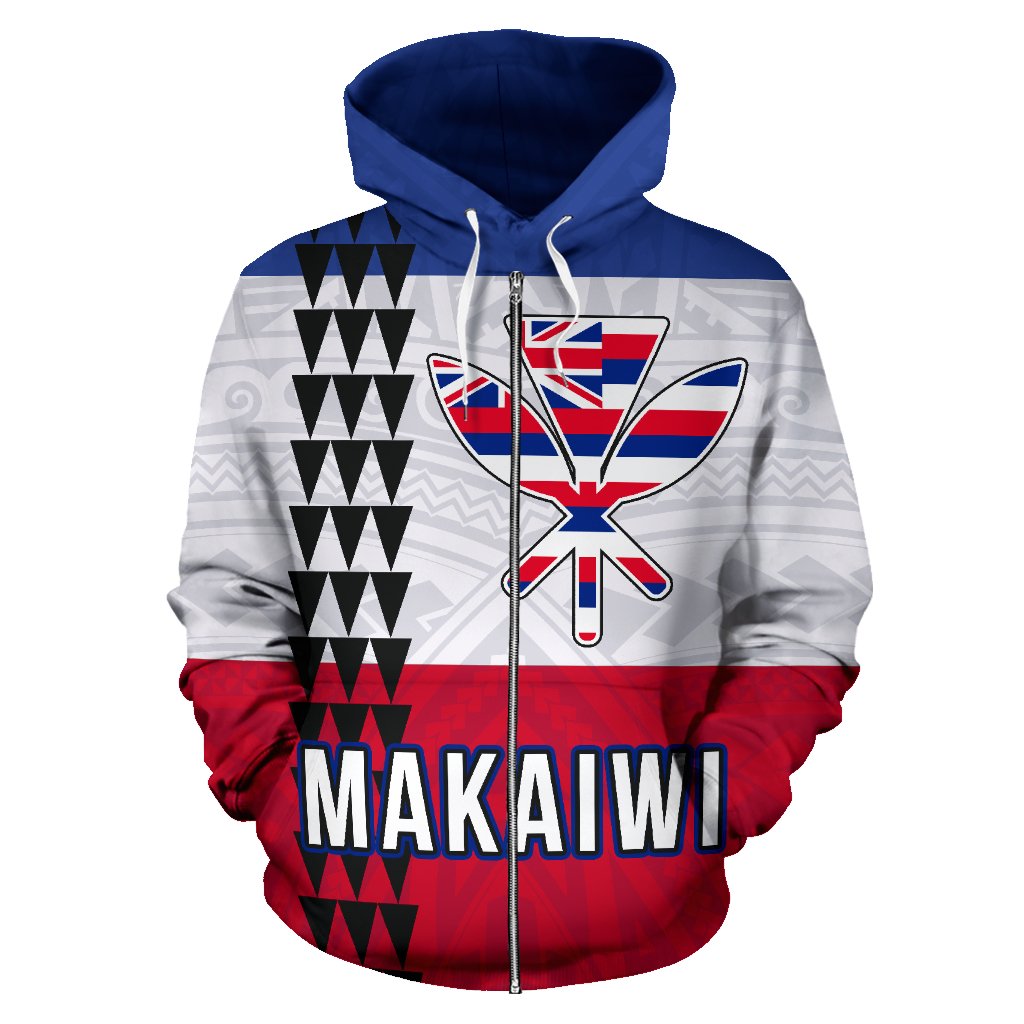 MAKAIWI Hawaii Flag Polynesian Custom Zipper Hoodie Line Style - Polynesian Pride