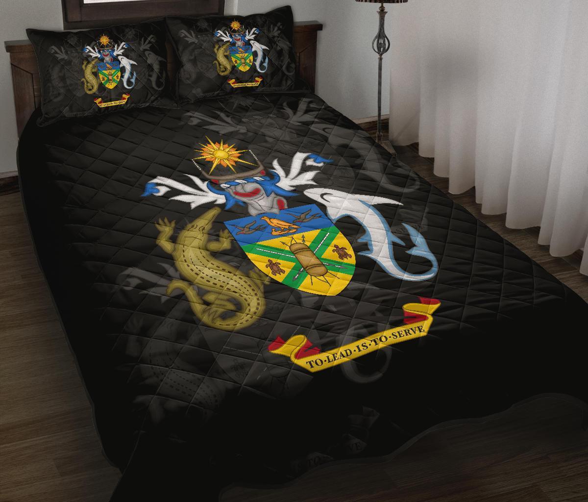 Solomon Islands Polynesian Quilt Bed Set Black - Polynesian Pride