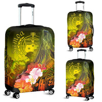 Samoa Luggage Covers - Humpback Whale with Tropical Flowers (Yellow) - Polynesian Pride