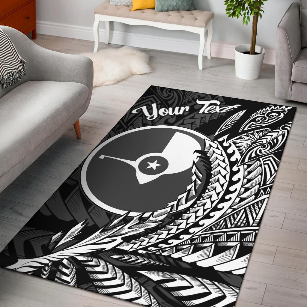 Yap State Area Rug - Custom Personalised Wings Style Black - Polynesian Pride