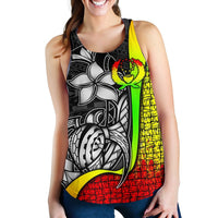 Pohnpei Micronesia Women's Racerback Tank Reggae - Turtle With Hook - Polynesian Pride