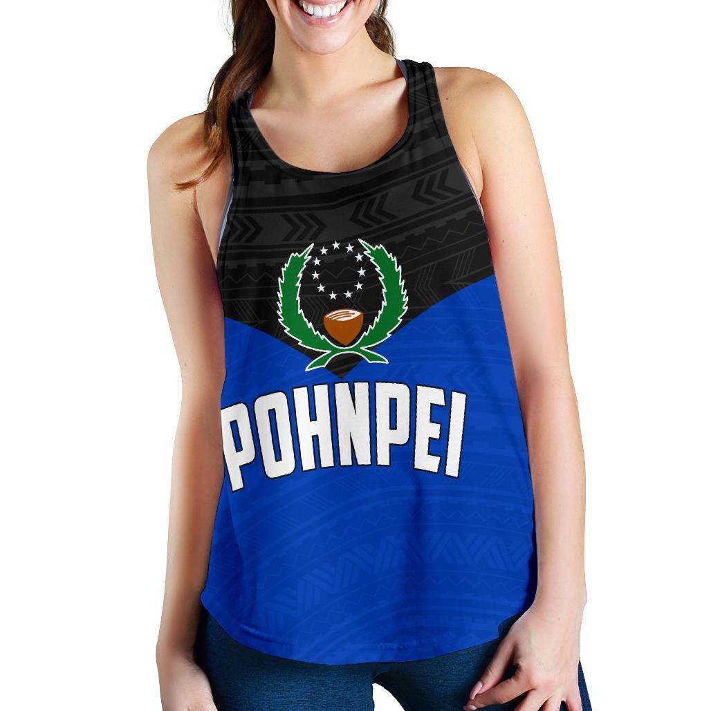 Pohnpei Women's Racerback Tank Coat Of Arms 2 Th5 Black - Polynesian Pride