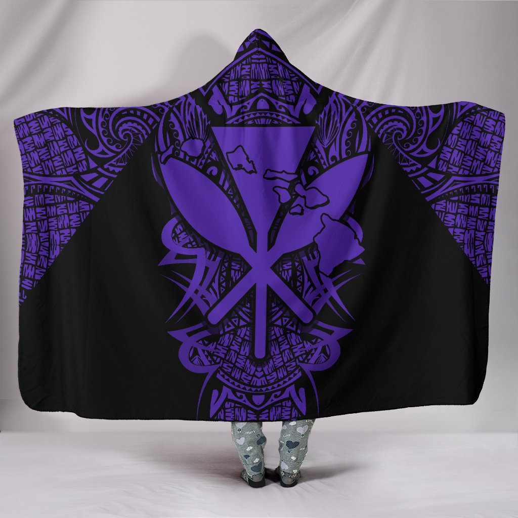 Kanaka Map Polynesian Hooded Blanket - Purple - Armor Style Hooded Blanket Purple - Polynesian Pride