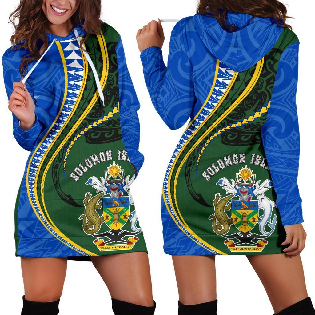 Solomon Islands Hoodie Dress Kanaloa Tatau Gen SI Blue - Polynesian Pride