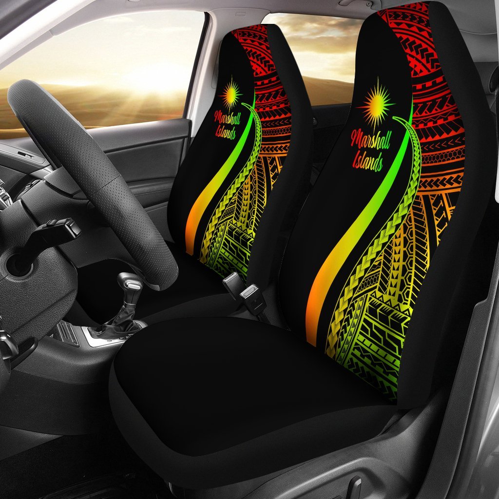 Marshall Islands Car Seat Covers - Reggae Polynesian Tentacle Tribal Pattern Universal Fit Reggae - Polynesian Pride