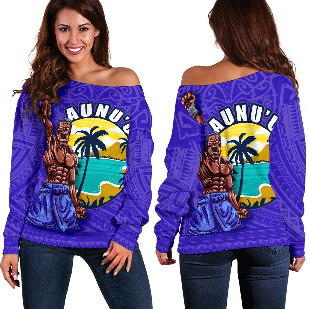 American Samoa Polynesian Off Shoulder Sweater - Aunu'u Island PURPLE - Polynesian Pride