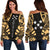 Gambier Islands Women's Off Shoulder Sweater - Polynesian Tattoo Gold Gold - Polynesian Pride