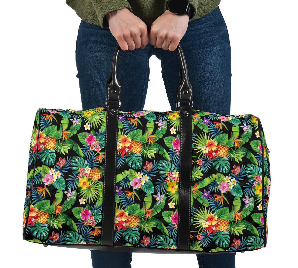 Tropical Pineaapple Hawaii Travel Bag Travel Bag One size Black - Polynesian Pride