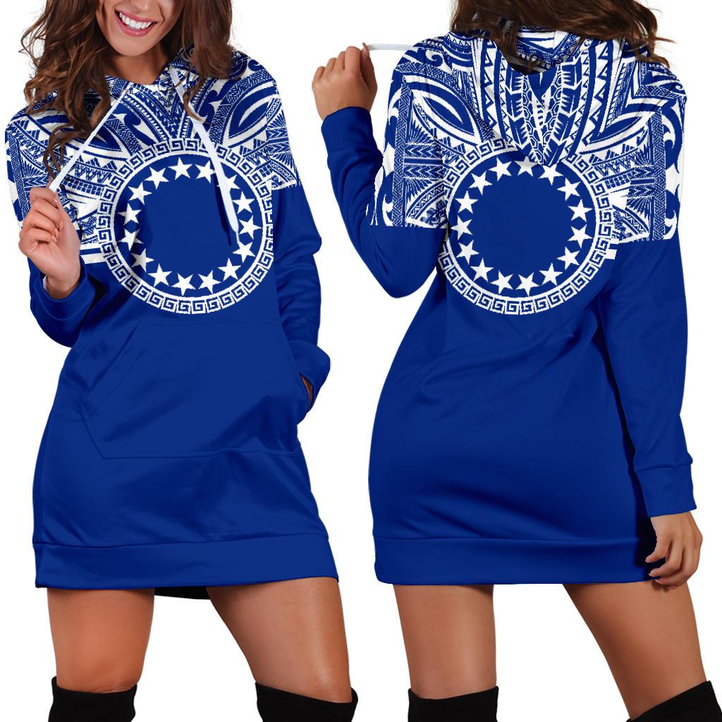 Cook Islands Women Hoodie Dress - Cook Islands Coat Of Arms Polynesian Flag Color Blue - Polynesian Pride