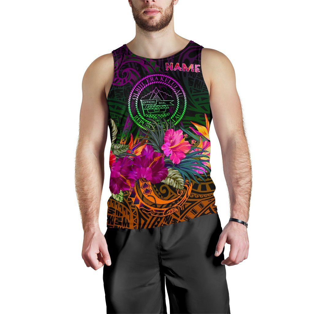 Palau Personalised Men's Tank Top - Summer Hibiscus - Polynesian Pride