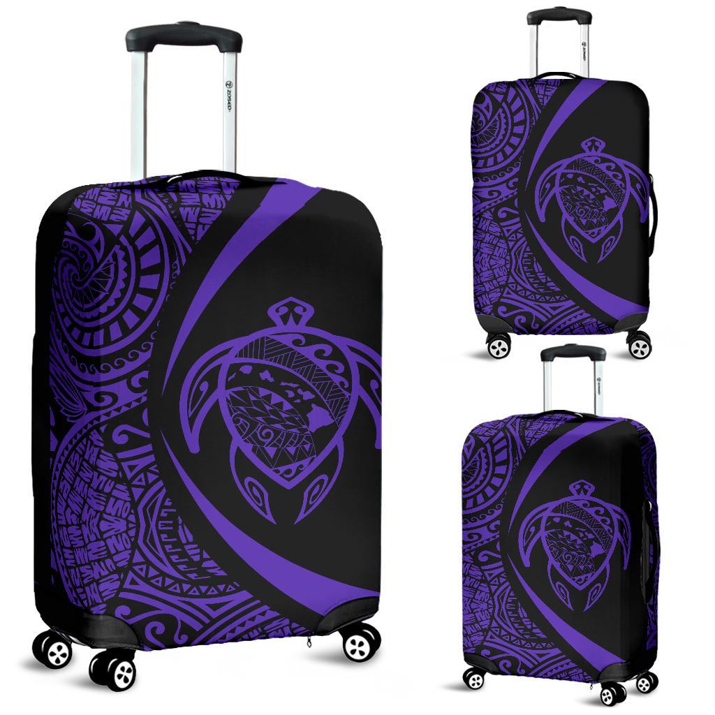 Hawaii Turtle Map Polynesian Luggage Cover - Purple - Circle Style Purple - Polynesian Pride