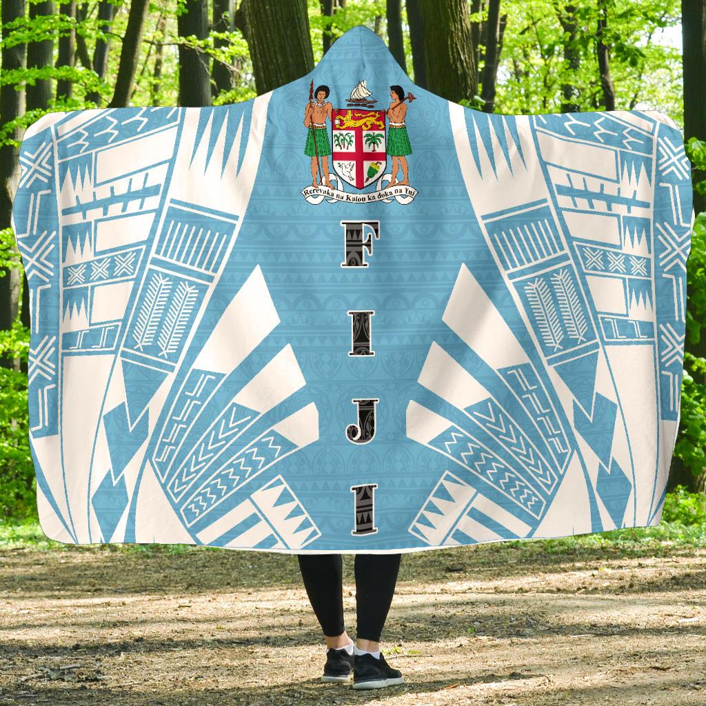 Fiji Hooded Blanket - Polynesian Tattoo Flag Hooded Blanket White - Polynesian Pride