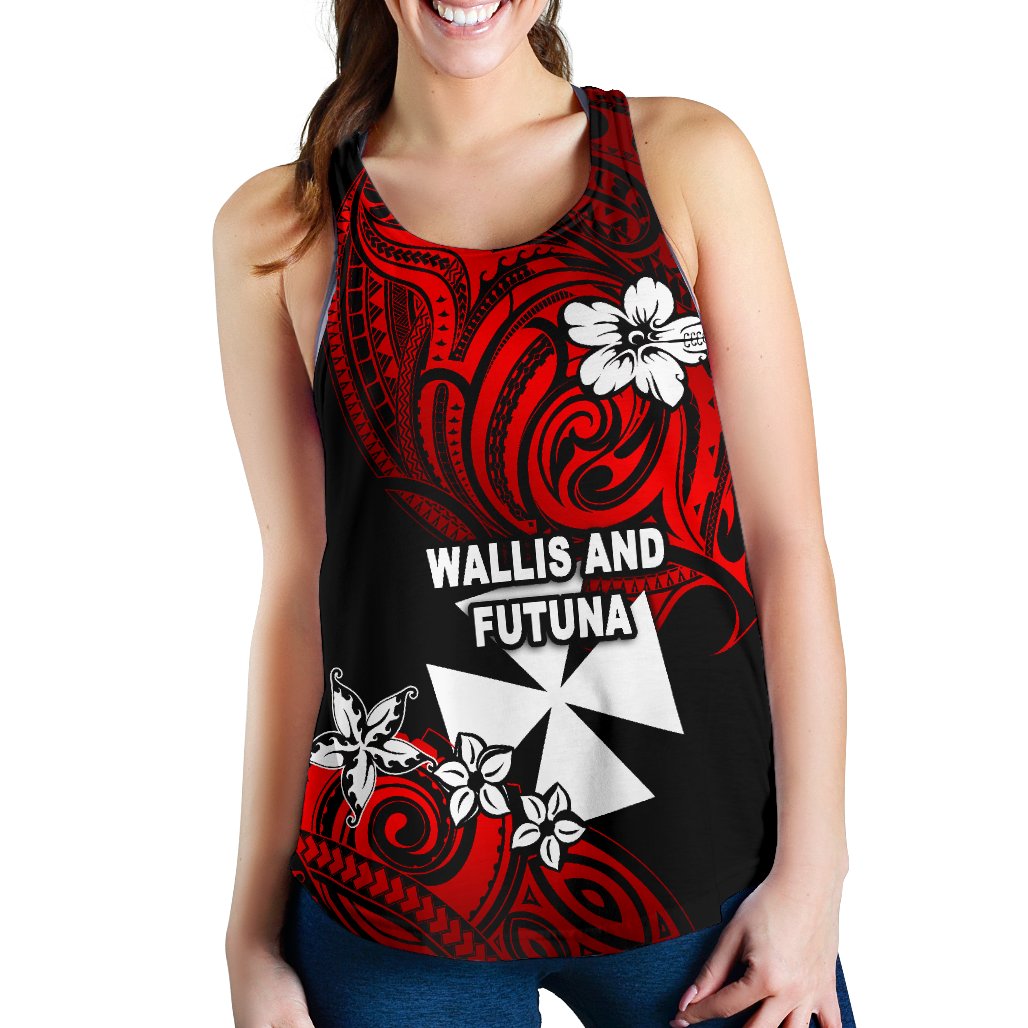 Wallis and Futuna Rugby Women's Racerback Tank Unique Vibes Red - Polynesian Pride