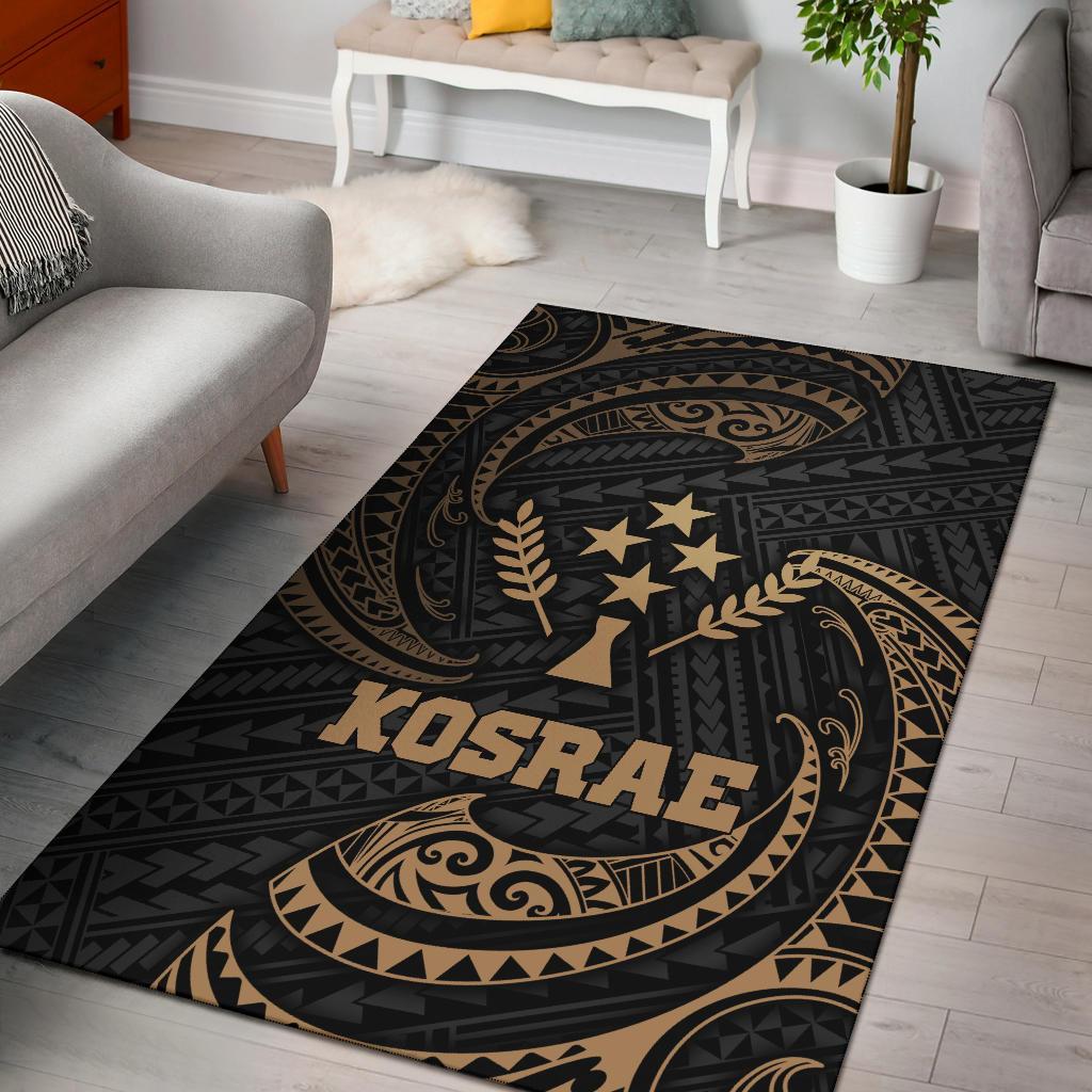 Kosrae Micronesia Area Rug - Gold Tribal Wave Gold - Polynesian Pride