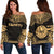 Tahiti Polynesian Chief Women's Off Shoulder Sweater - Gold Version Gold - Polynesian Pride