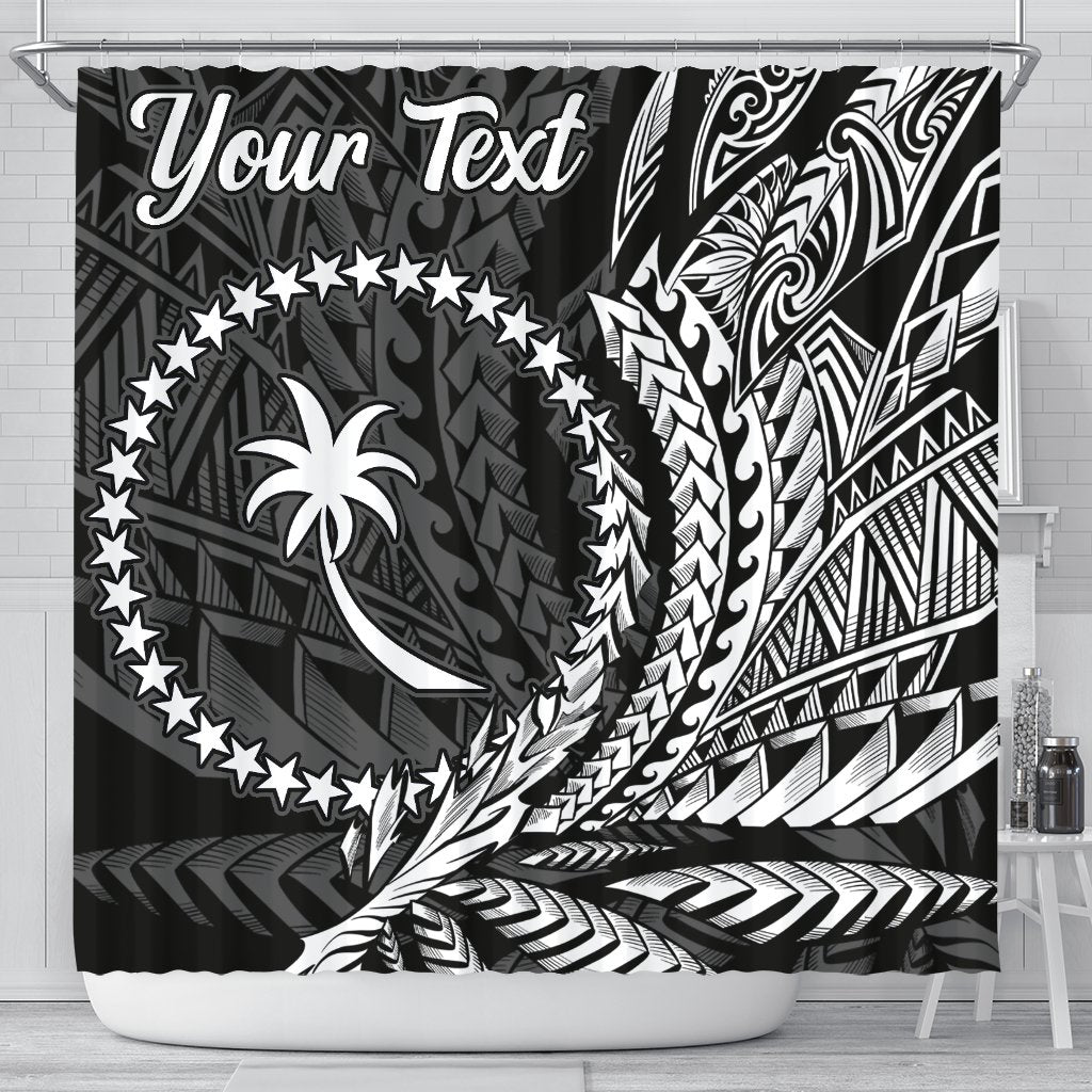 Chuuk State Shower Curtains - Custom Personalised Wings Style 177 x 172 (cm) Black - Polynesian Pride