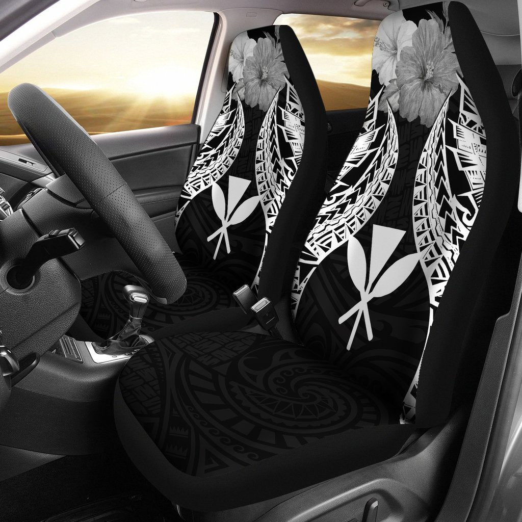 Hawaii Polynesian Car Seat Covers Pride Seal And Hibiscus Black Universal Fit Black - Polynesian Pride