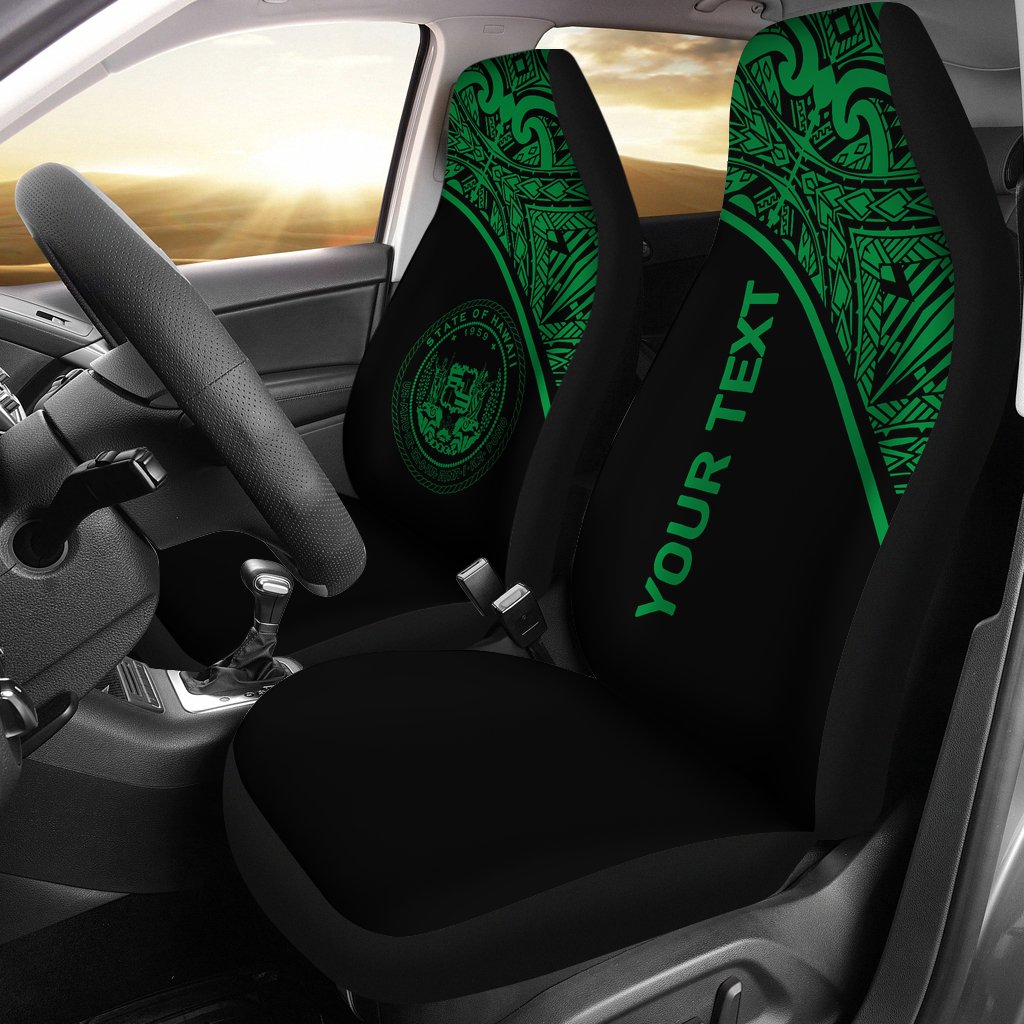 Hawaii Custom Personalised Car Seat Covers - Hawaii Seal Polynesian Green Curve Universal Fit Green - Polynesian Pride