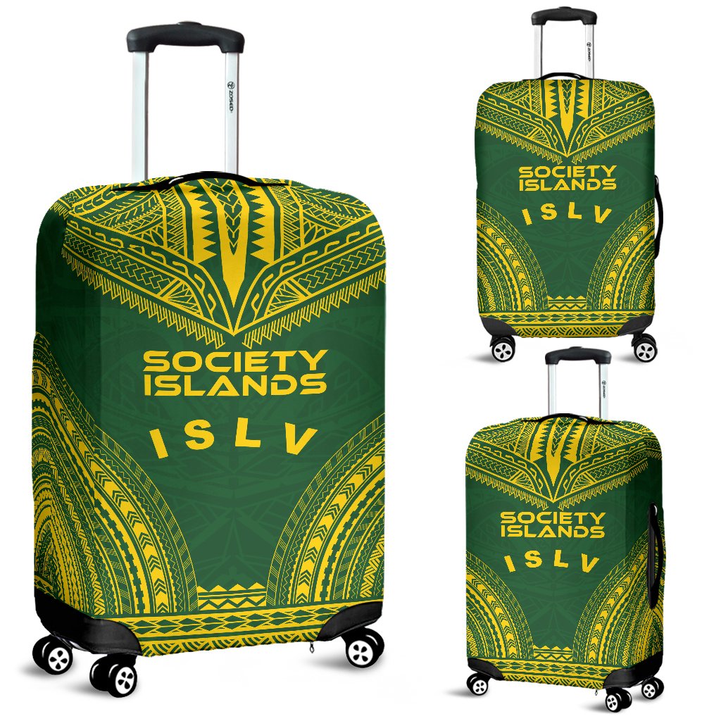 Society Islands Flag Polynesian Chief Luggage Cover Green - Polynesian Pride